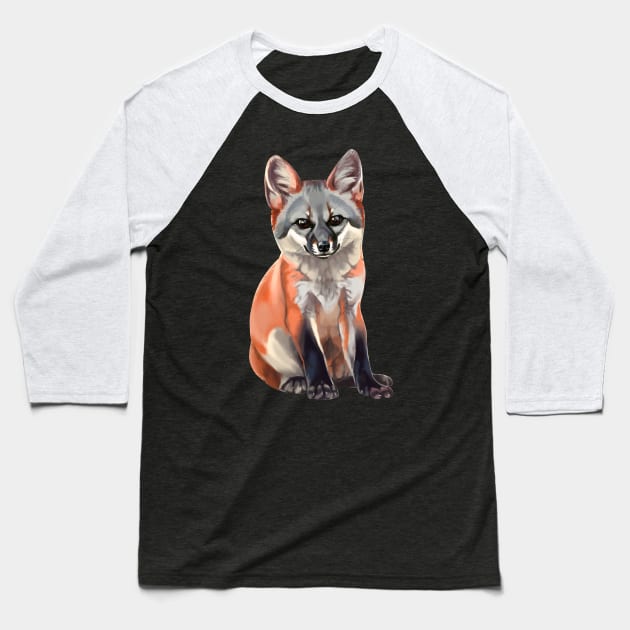 Grey fox Baseball T-Shirt by Yana Graffox